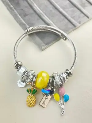 Ananas Pandora Charm Bileklik Çelik Silver