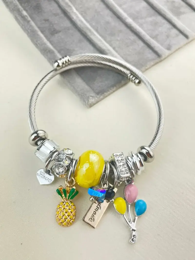 Ananas Pandora Charm Bileklik Çelik Silver